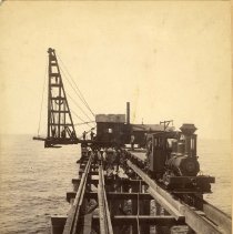 Pile Driver and Train on Coos Bay Jetty